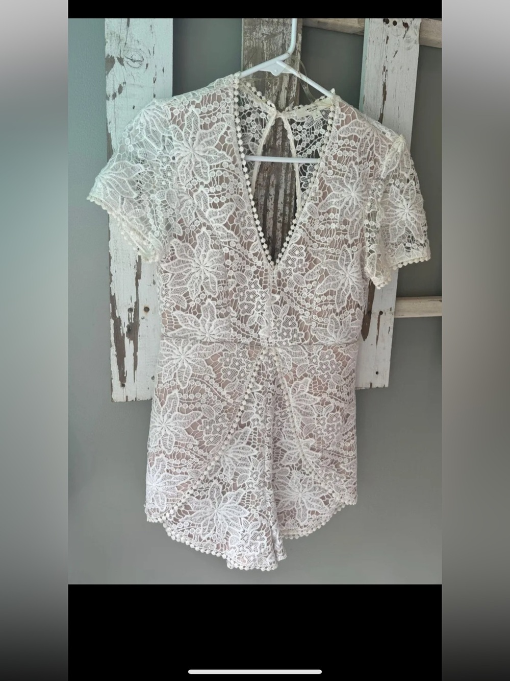 Delicate White Lace Short Sleeve Romper